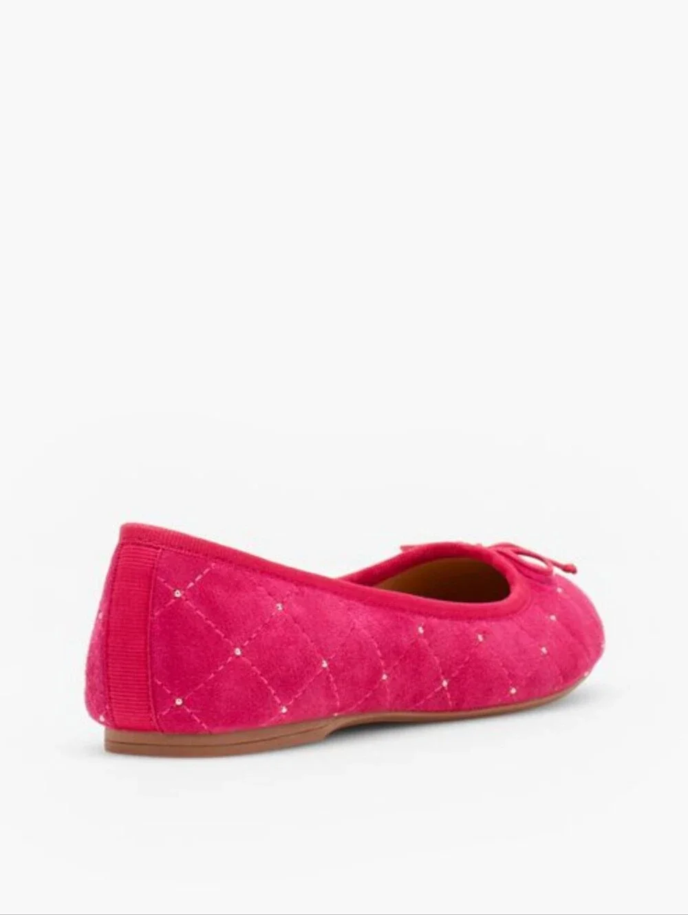 New Talbots Penelope Quilted Ballet Flats- Studded Red Kid Suede Size 8
